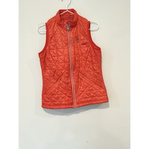Gramicci Vest Womens Insulated Small Orange Full Zip Hiking 3 Pockets 1692 - Picture 1 of 10